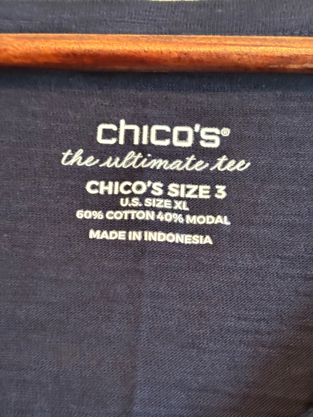 NWT Chicos blouse the ultimate tee size XL Chicos 3 Navy - Picture 4 of 6